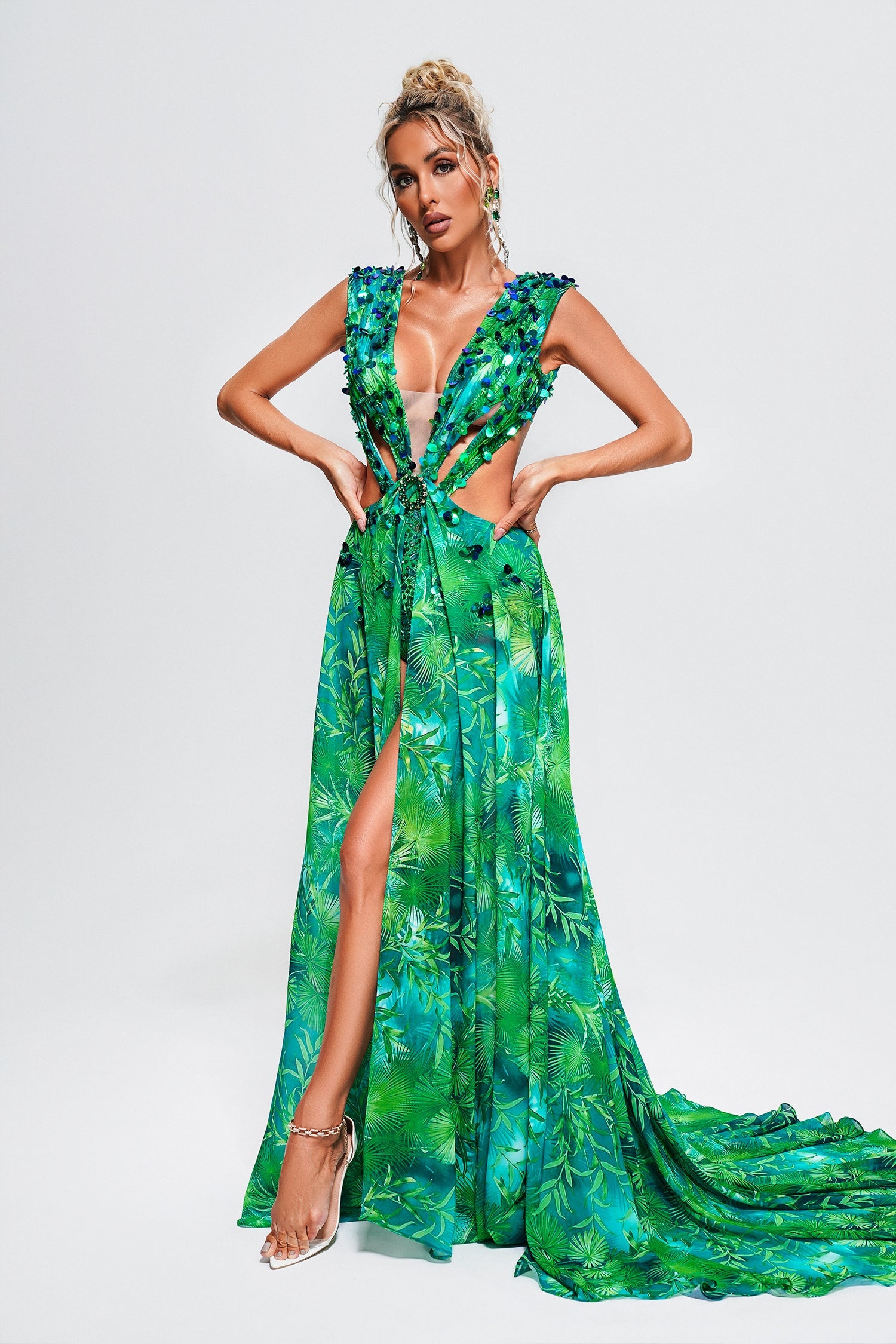 Exotic-Embellished Maxi Dress