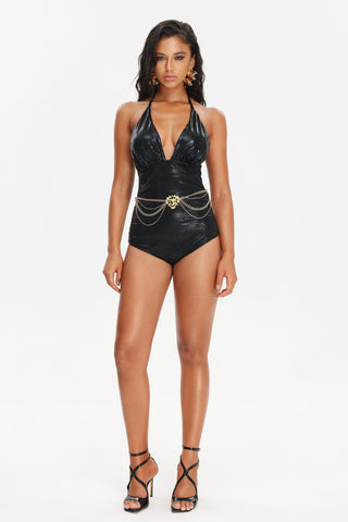 Lunar Eclipse Leather Chain Swimsuit