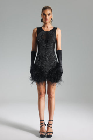 Ethereal Whisper Feather Mini Dress
