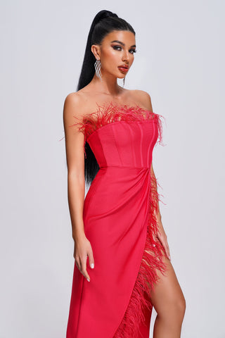 Feather-Midi Bandage Dress