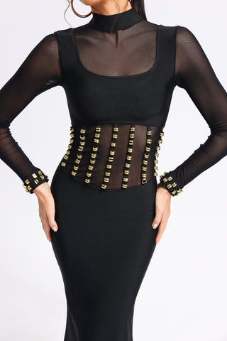 Obsidian - Judith's Mesh Black Midi Bandage Dress