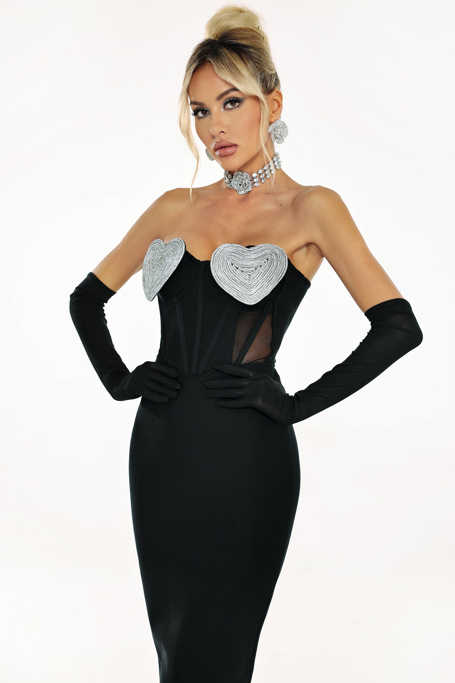 Glamora - Diamante Strapless Bandage Dress