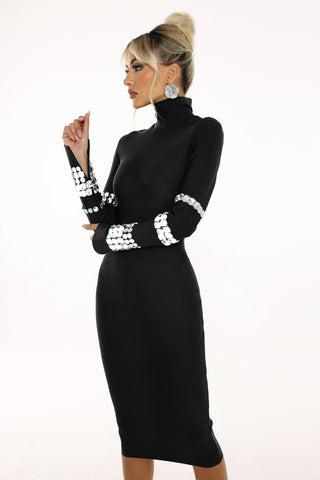 Svelte - Phoebe's Diamante Long Sleeve Bandage Dress