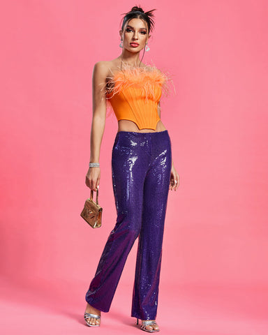 Belted-Sequins With Jumpsuit