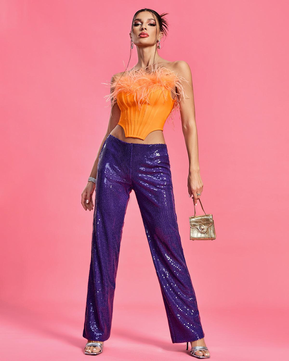 Belted-Sequins With Jumpsuit