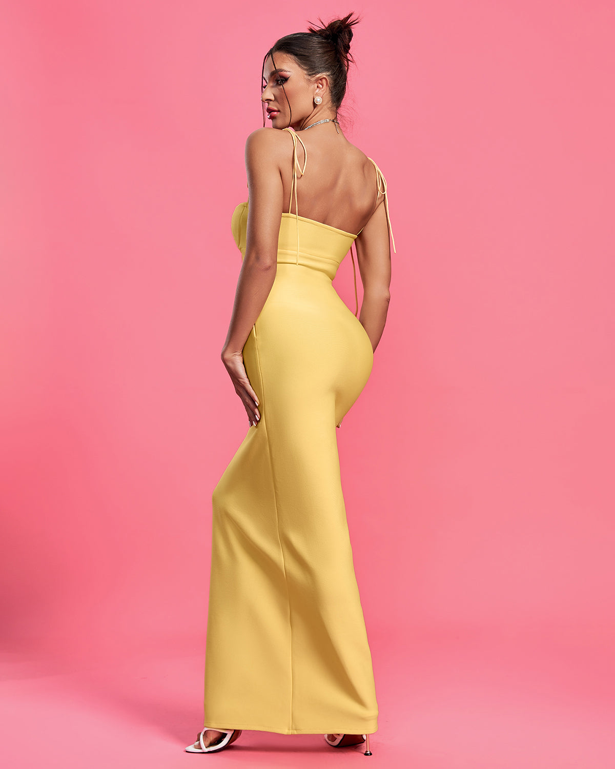 Allure - Cutout Open Back Maxi Bandage Dress