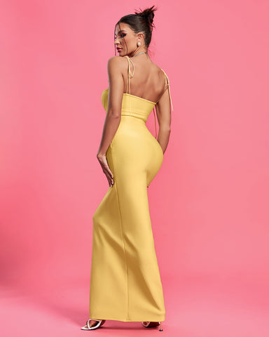 Allure - Cutout Open Back Maxi Bandage Dress