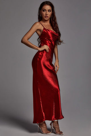 Emily (Wine) - Metallic Nebula Maxi Dress