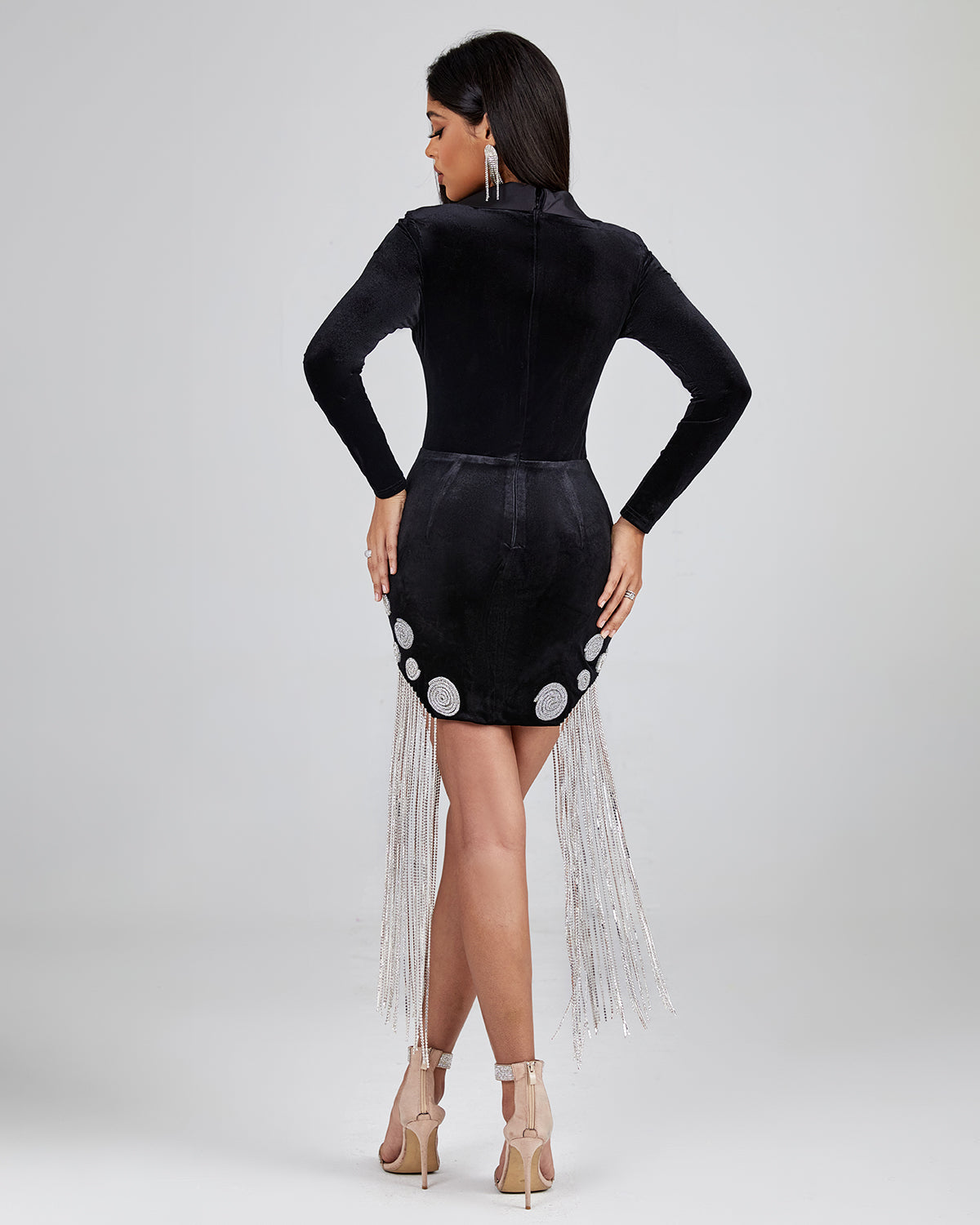 Ruffled Angel-sleeve Midi Bandage Dress