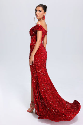 Scarlet - Kiwis' Off-Shoulder Sequin Dress