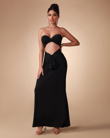 Strapless Skintight Cutout Gown