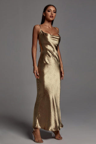 Emily (Gold) - Metallic Celestial Maxi Dress