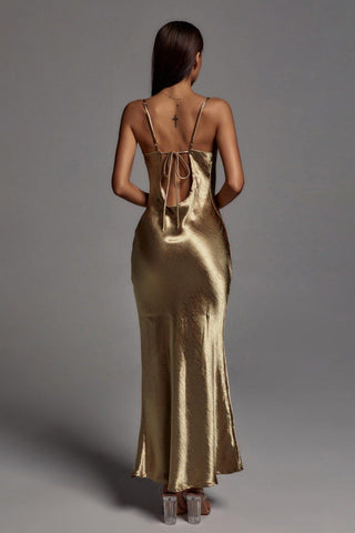 Emily (Gold) - Metallic Celestial Maxi Dress