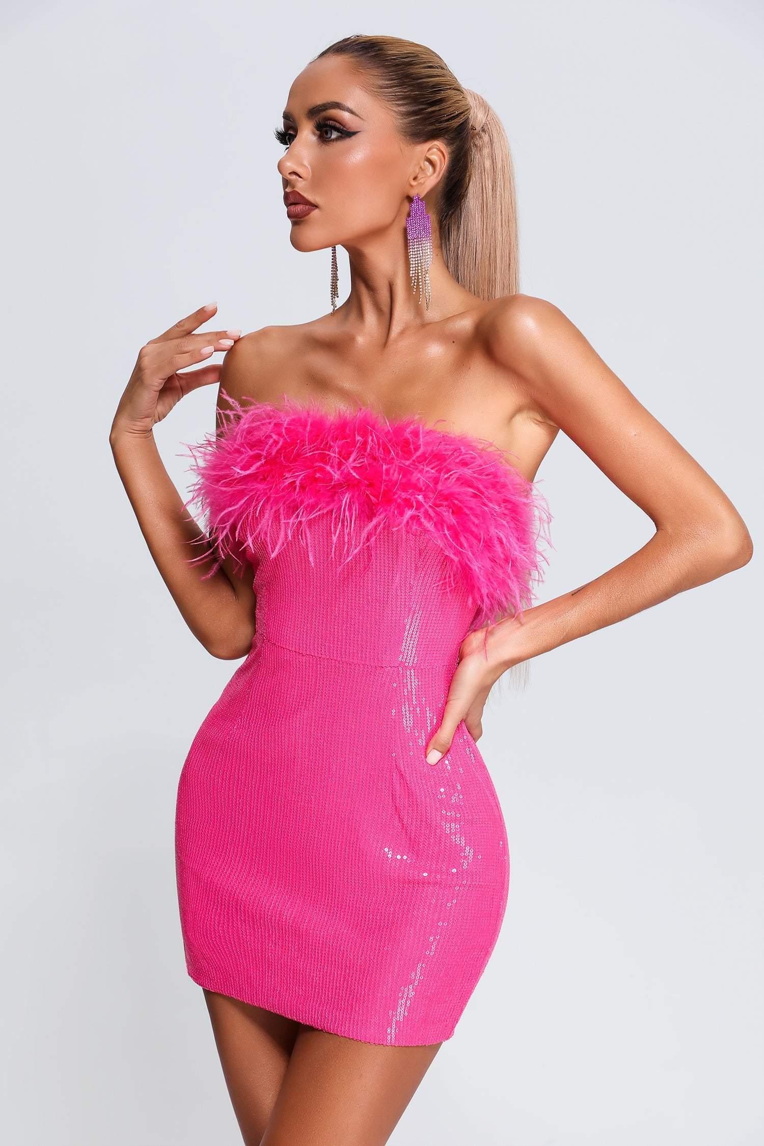 Roto - Stardust Sequin Feather Mini Dress