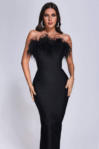 Xuliy - Plumage Feathered Bandage Dress