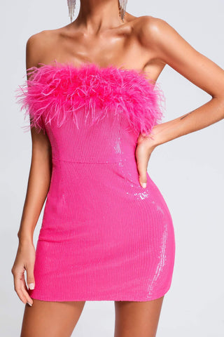 Roto - Stardust Sequin Feather Mini Dress