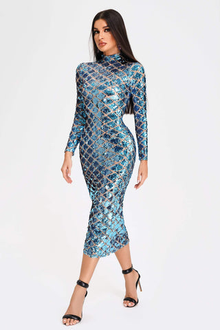 Luminous-Sequin Midi Dress