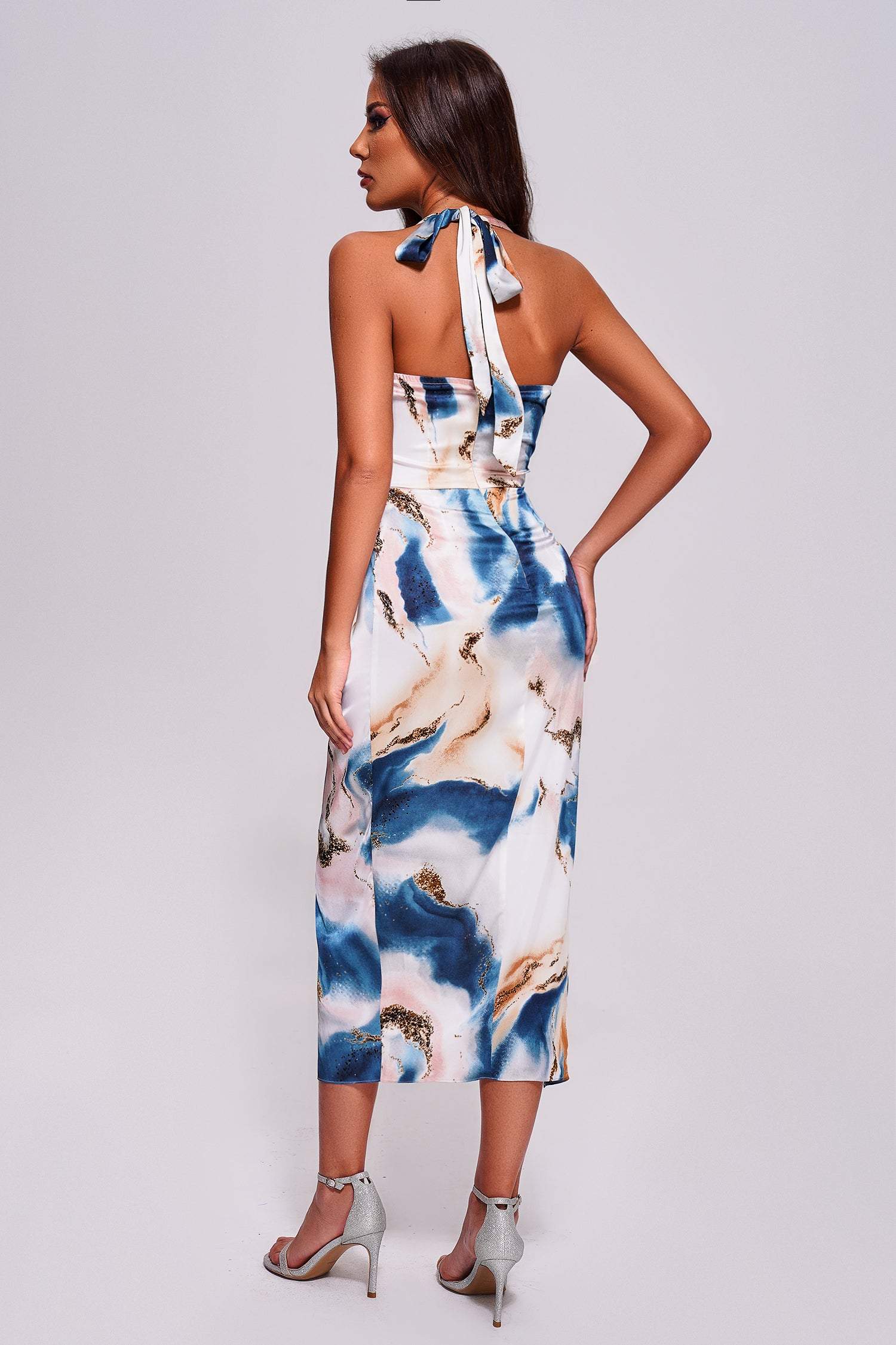 Halter Printed Midi Dress