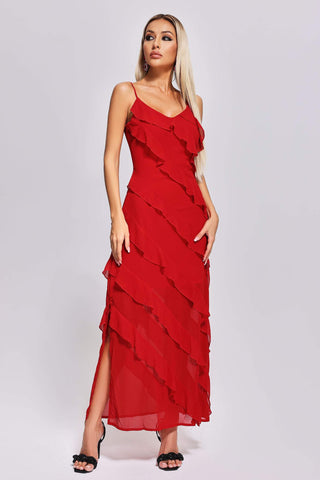 Flounced-Maxi Dress