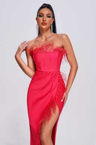 Feather-Midi Bandage Dress