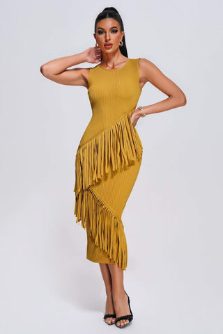 Serene-Tassel Midi Bandage Dress