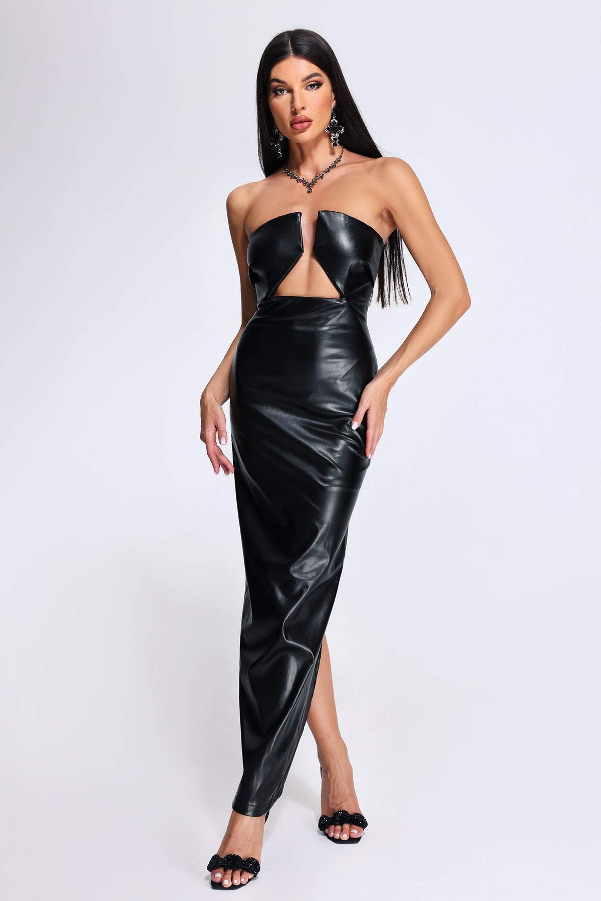 Sephra - Sophisticate Strapless Eco Leather Dress