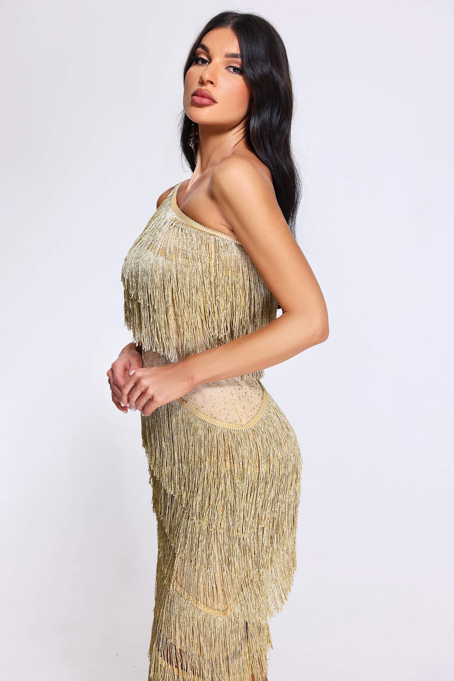 One Shoulder Tassel Dress