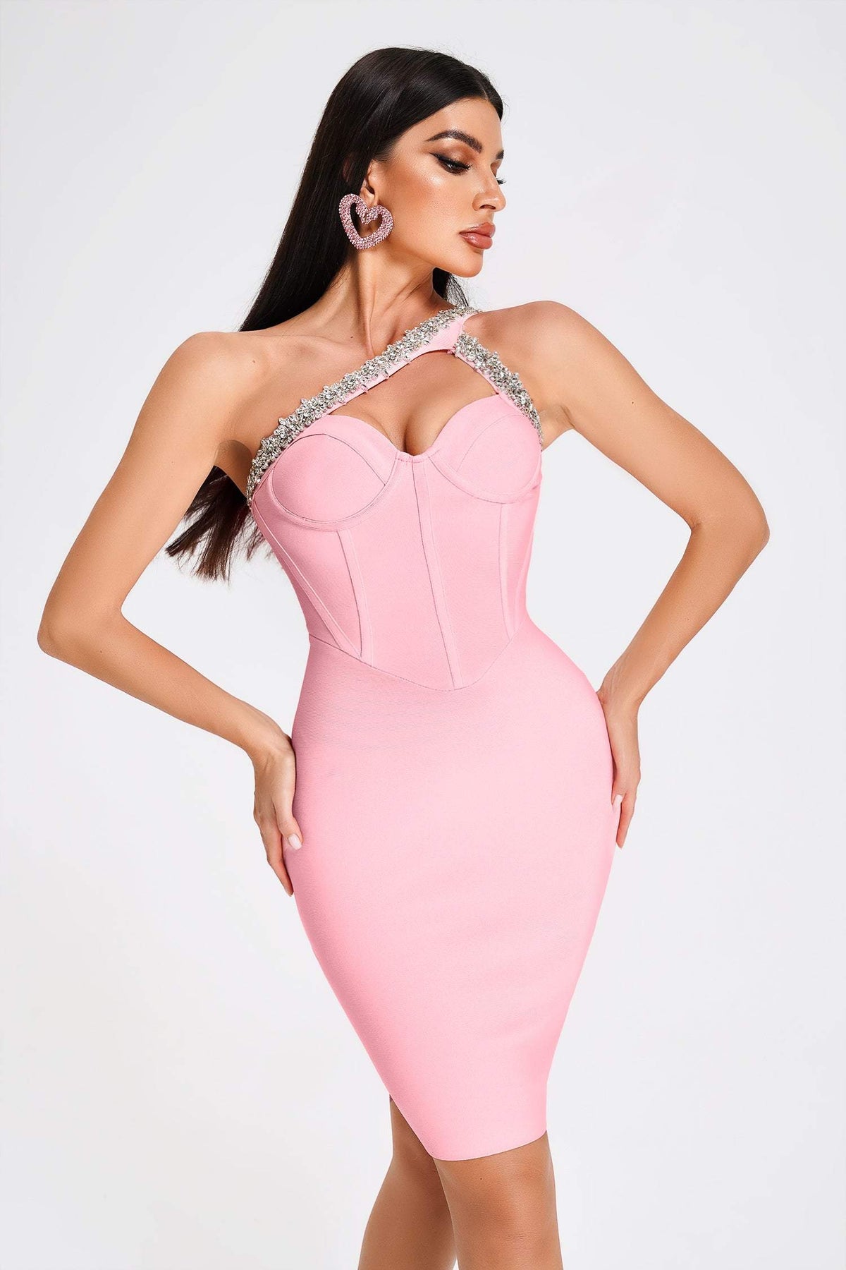 Hanny - Crystal Blush Cocktail Dress (Pink)