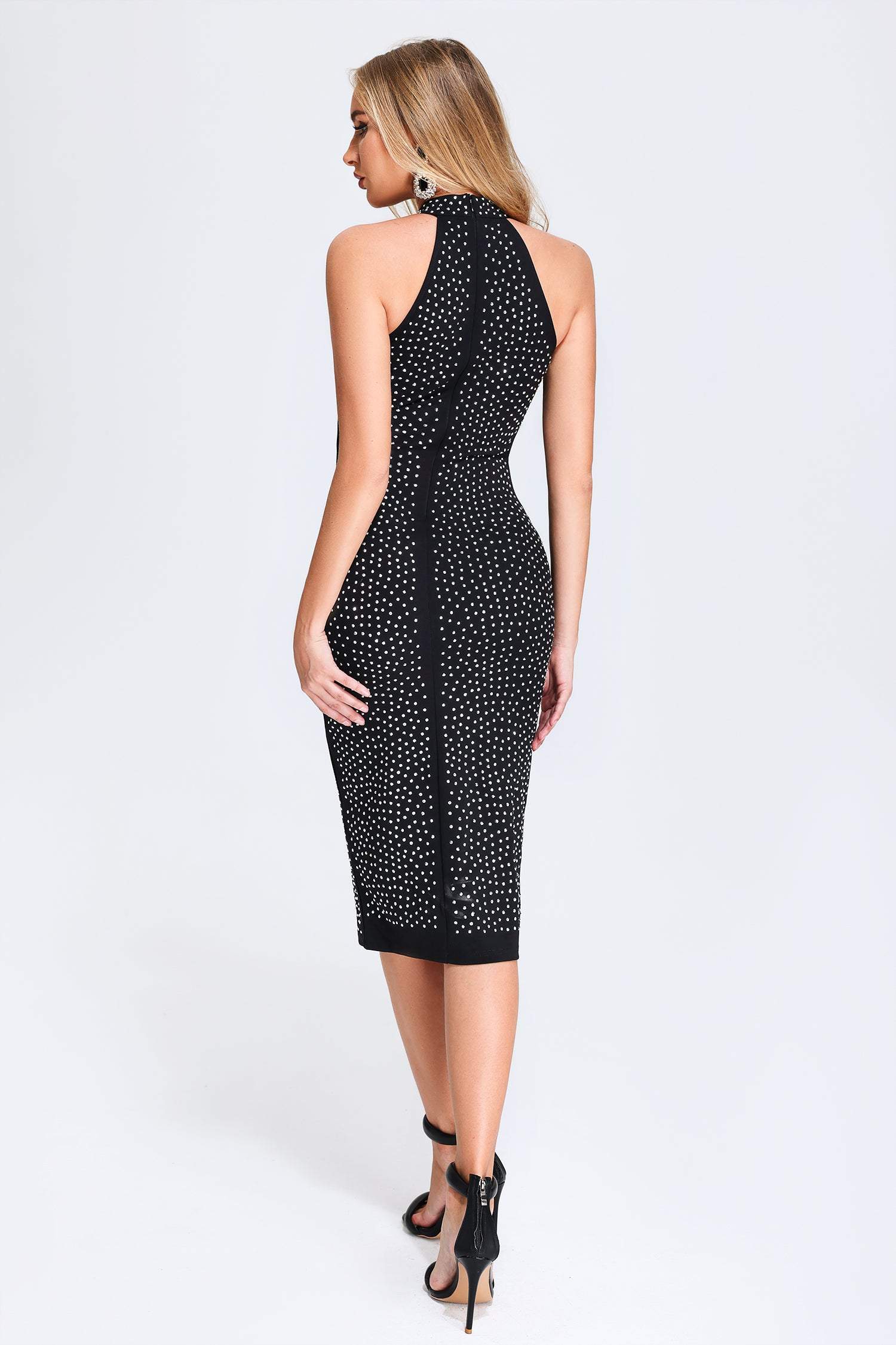 Kiomy - Starlit Diamante Halterneck Midi Dress