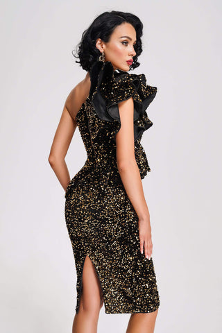 Georgiana - Georgiana Sequin One Shoulder Midi Dress