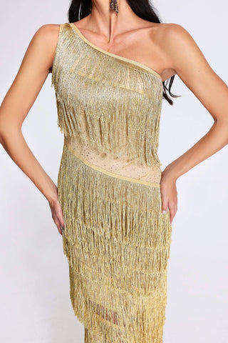 One Shoulder Tassel Dress