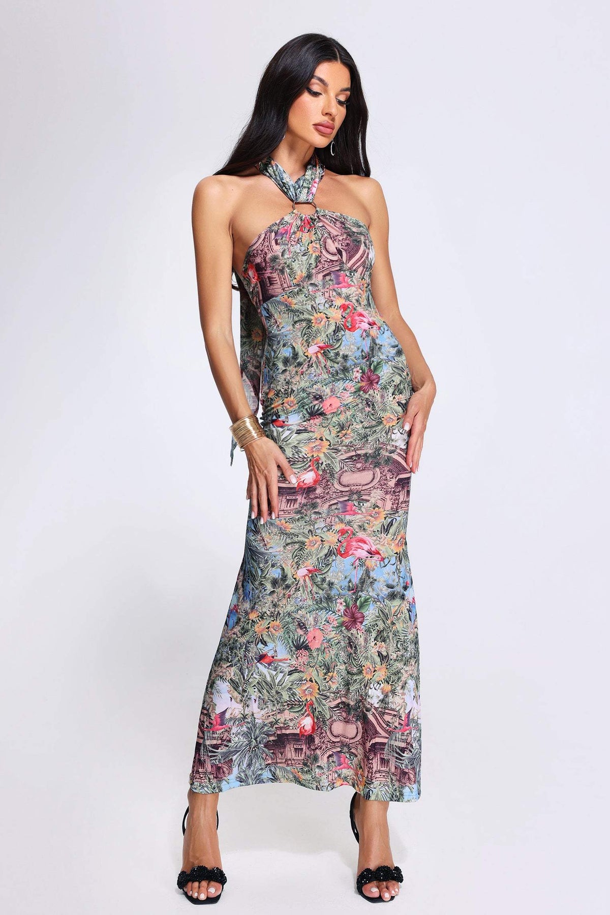 Halter-Printed Dress